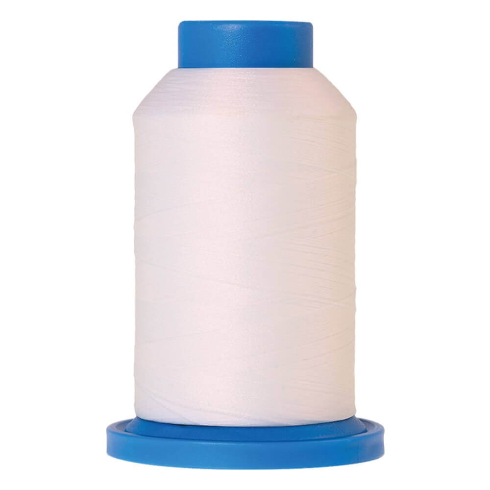 Witte mousegaren van Amann Mettler voor het aflocken.