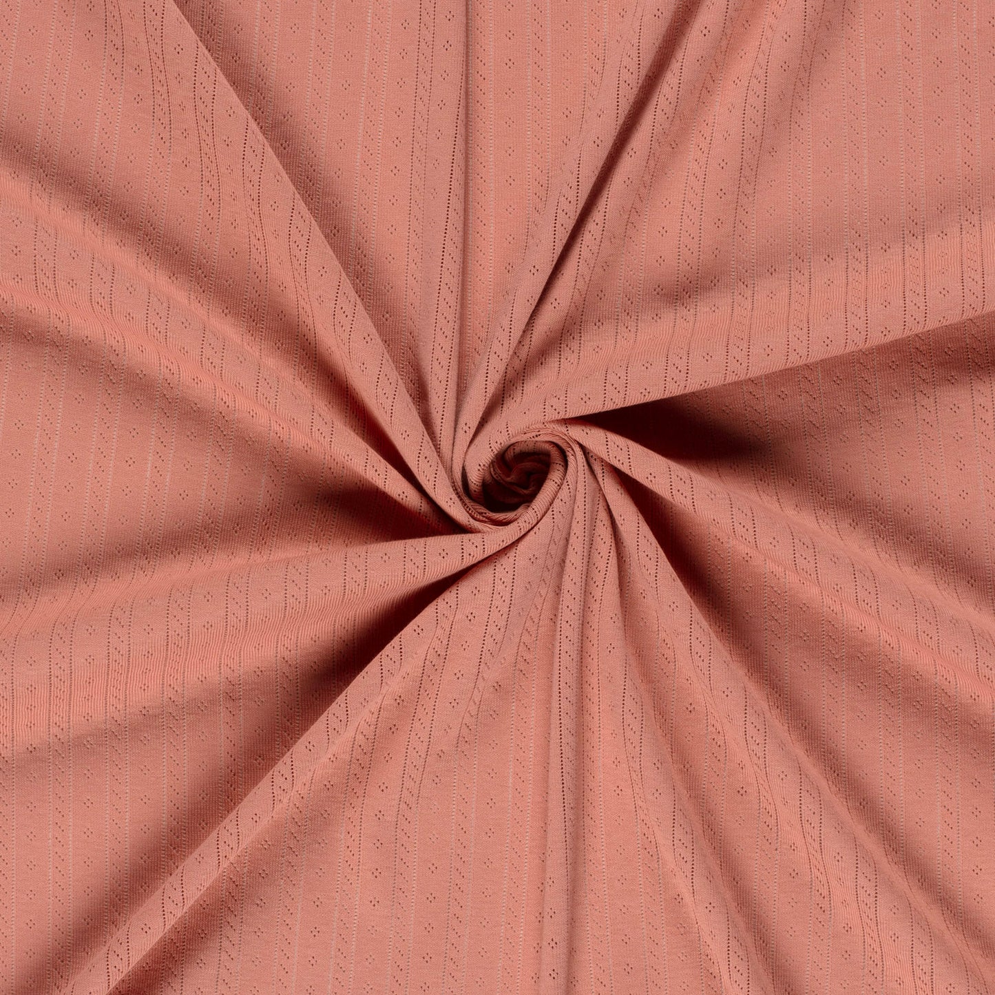 Baby ajour stof met strepen in koraal roze