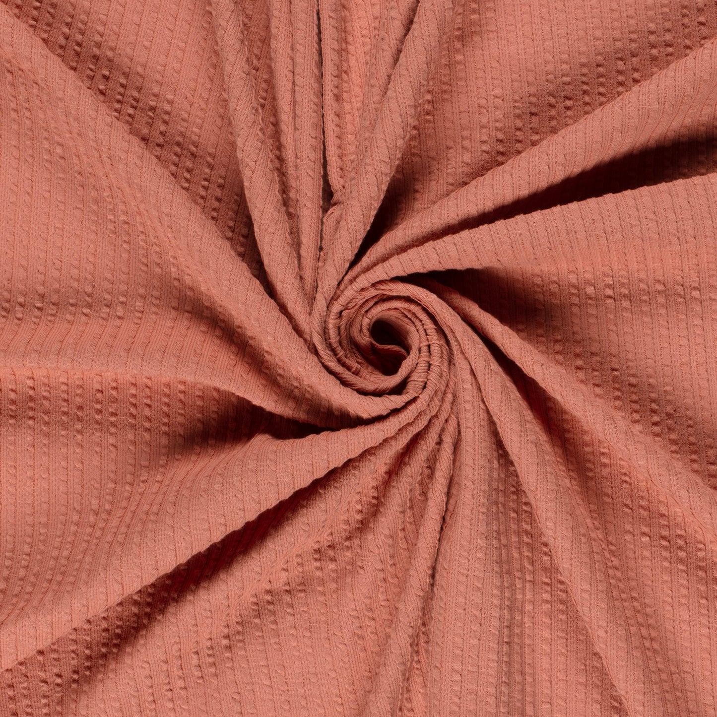 Effen baby rib jacquard jersey stof in koraal roze