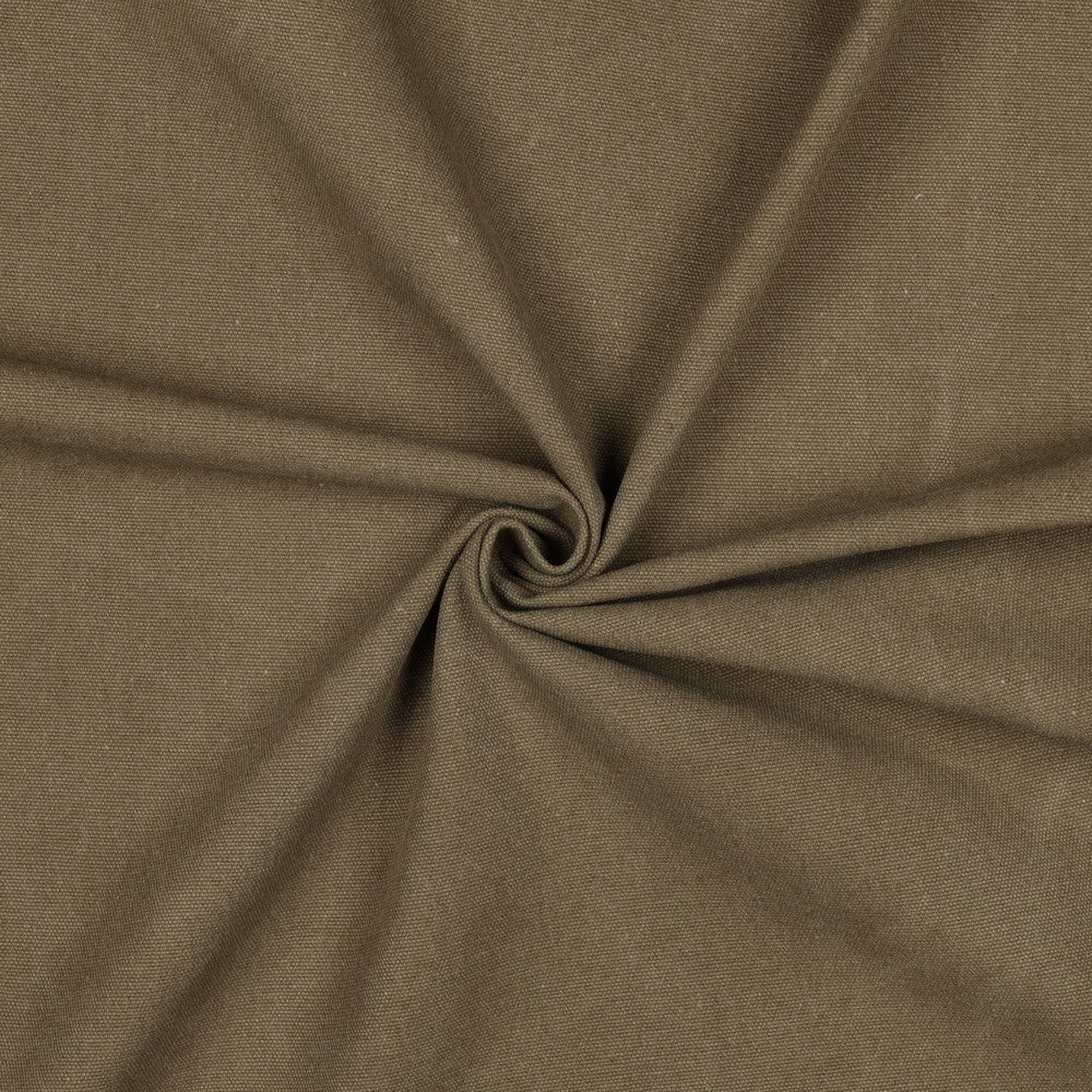 Stonewashed zware canvas in de kleur taupe.