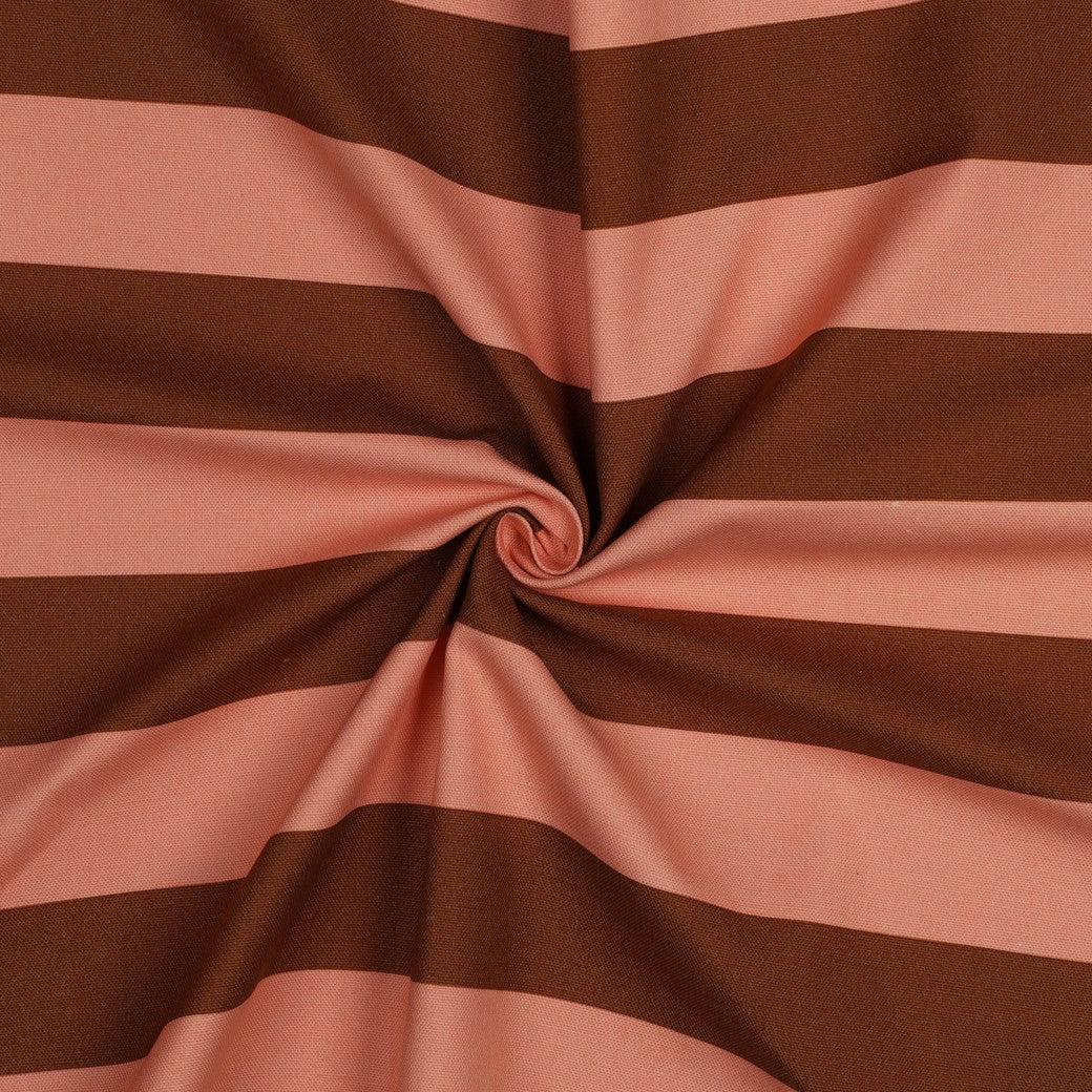 Bruin zalm gestreepte canvas stof.