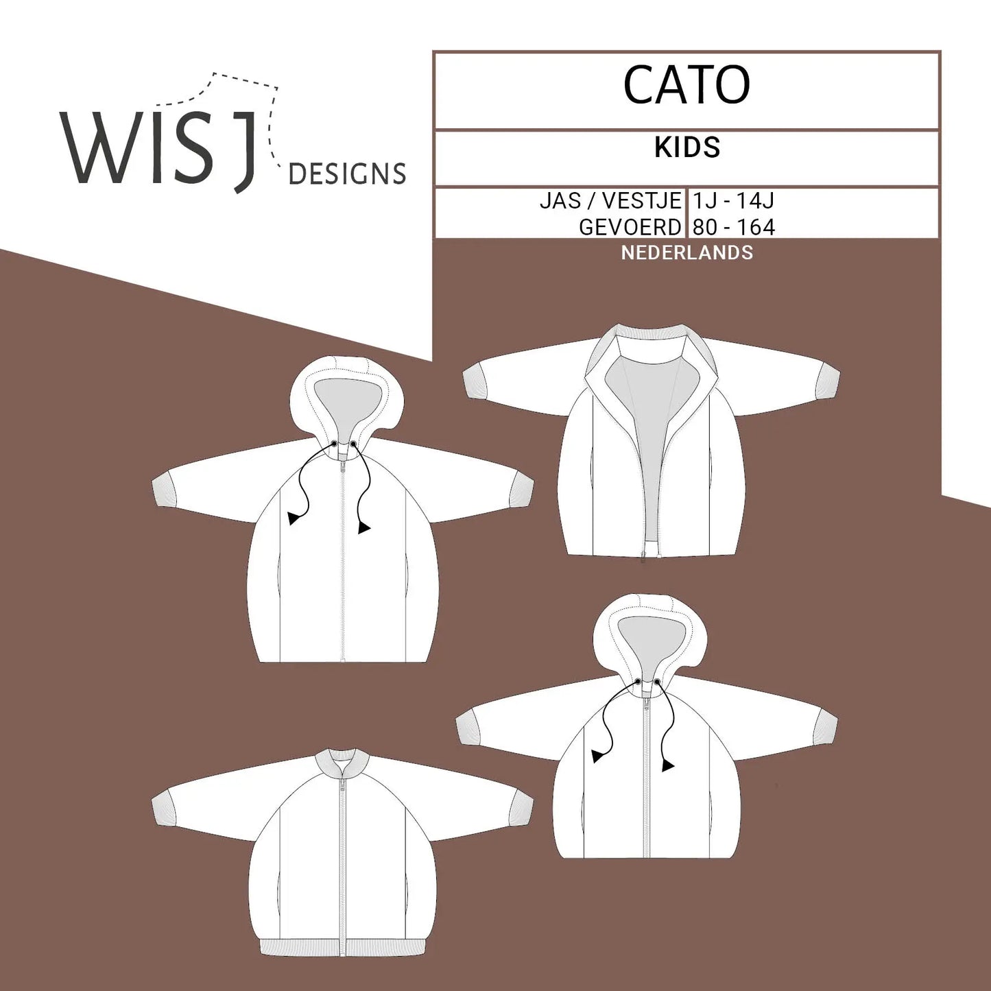 Naaipatroon Cato bomber vestje voor kinderen van WISJ Designs