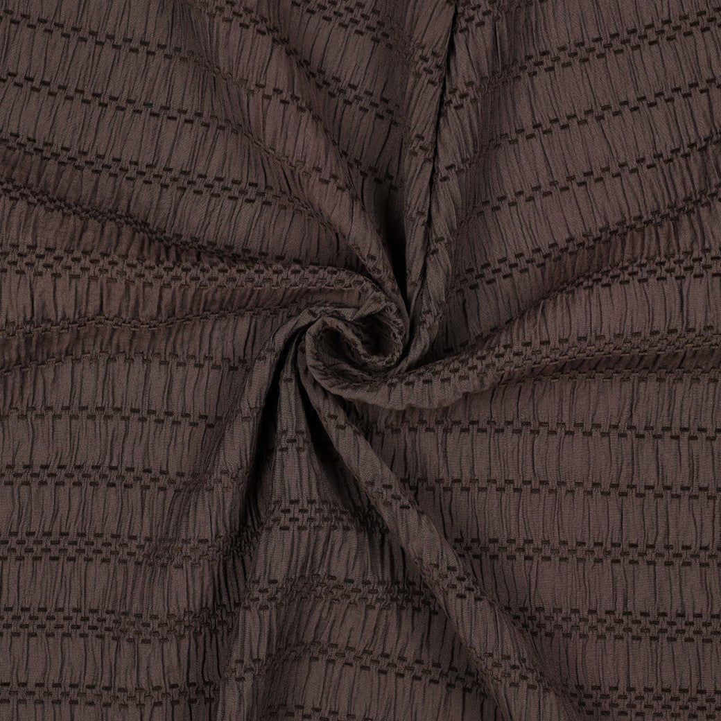 Bruine chenille jacquard stof 
