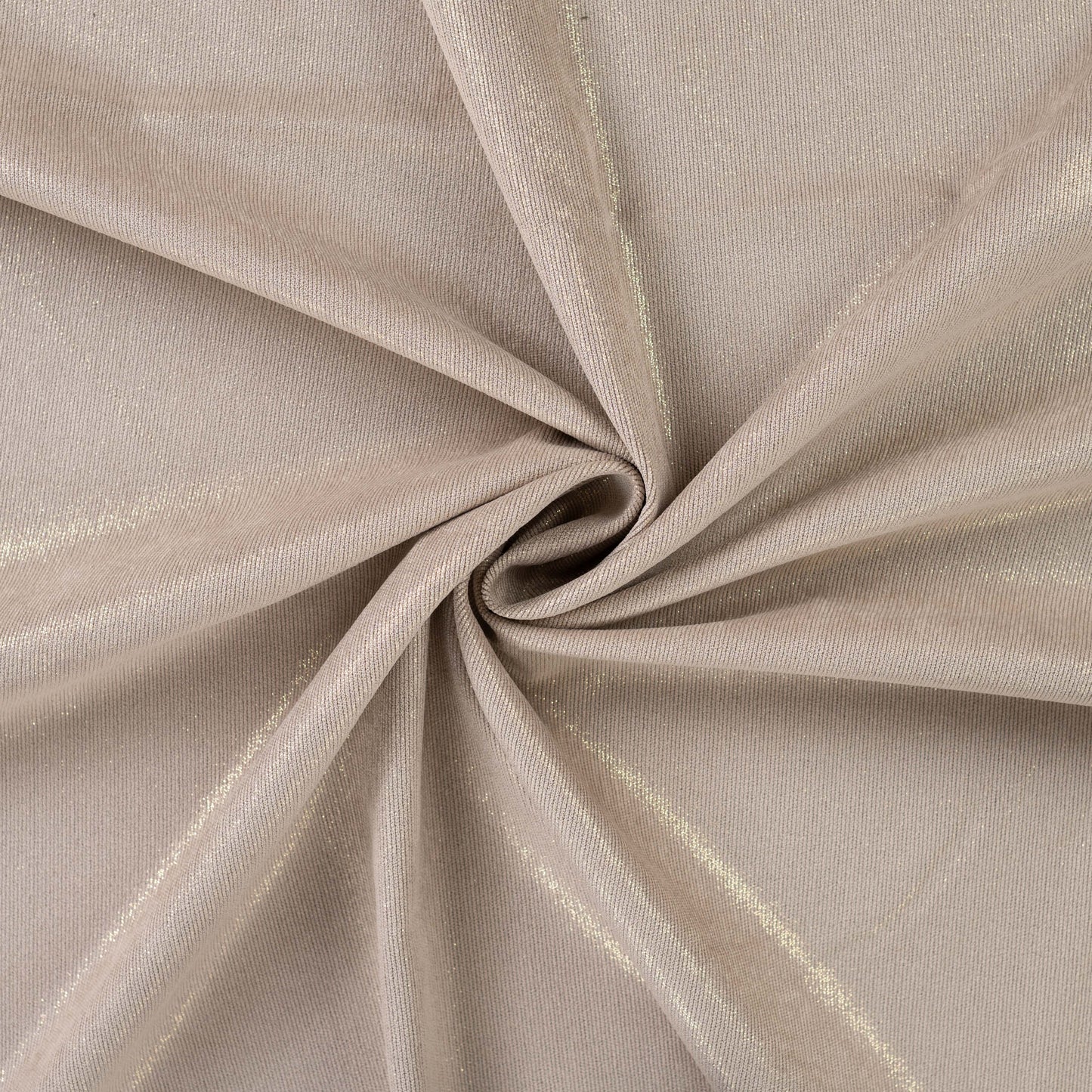 Beige corduroy stof met een goude glimmende foil.