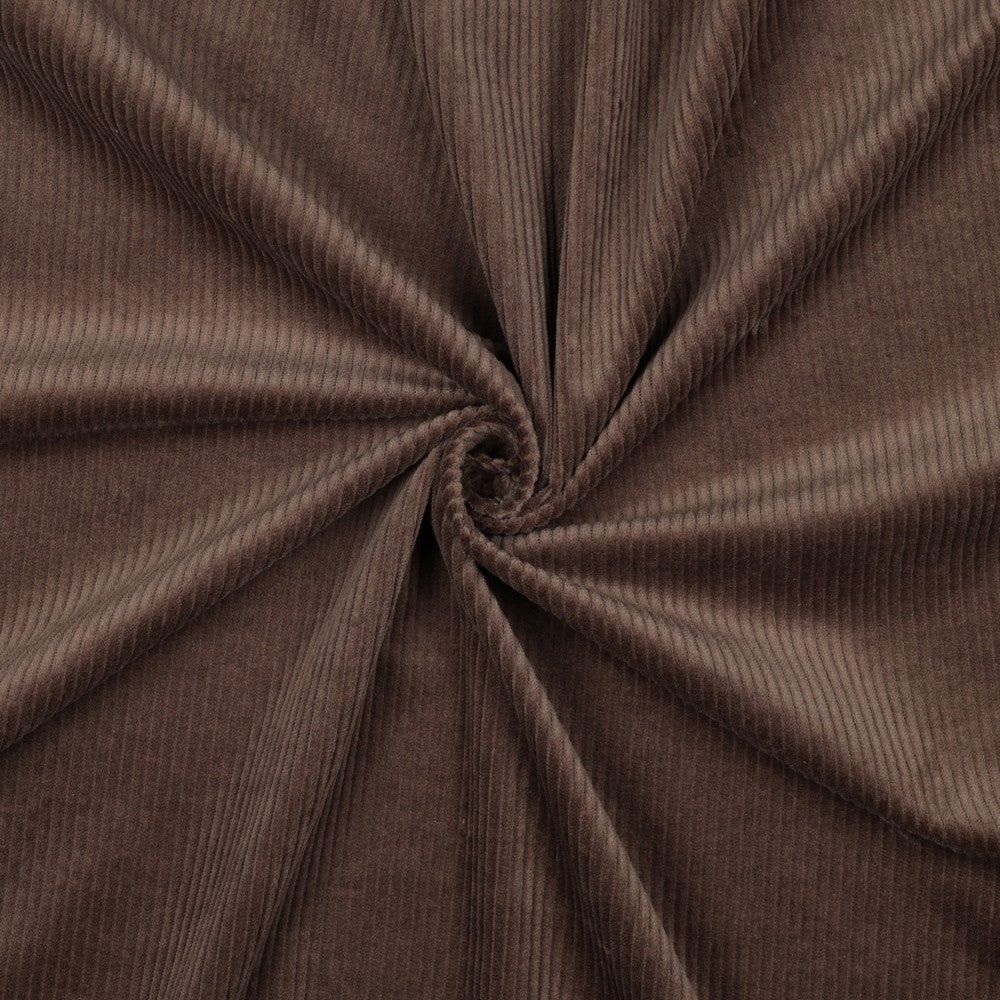 Donker bruine gewassen corduroy stof met stretch