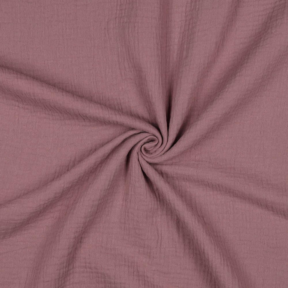 Effen oud lila mauve hydrofiel stof met luchtige structuur