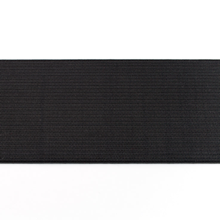 Zwart elastiek 40mm breed voor bijvoorbeeld in de tailleband van een broek.