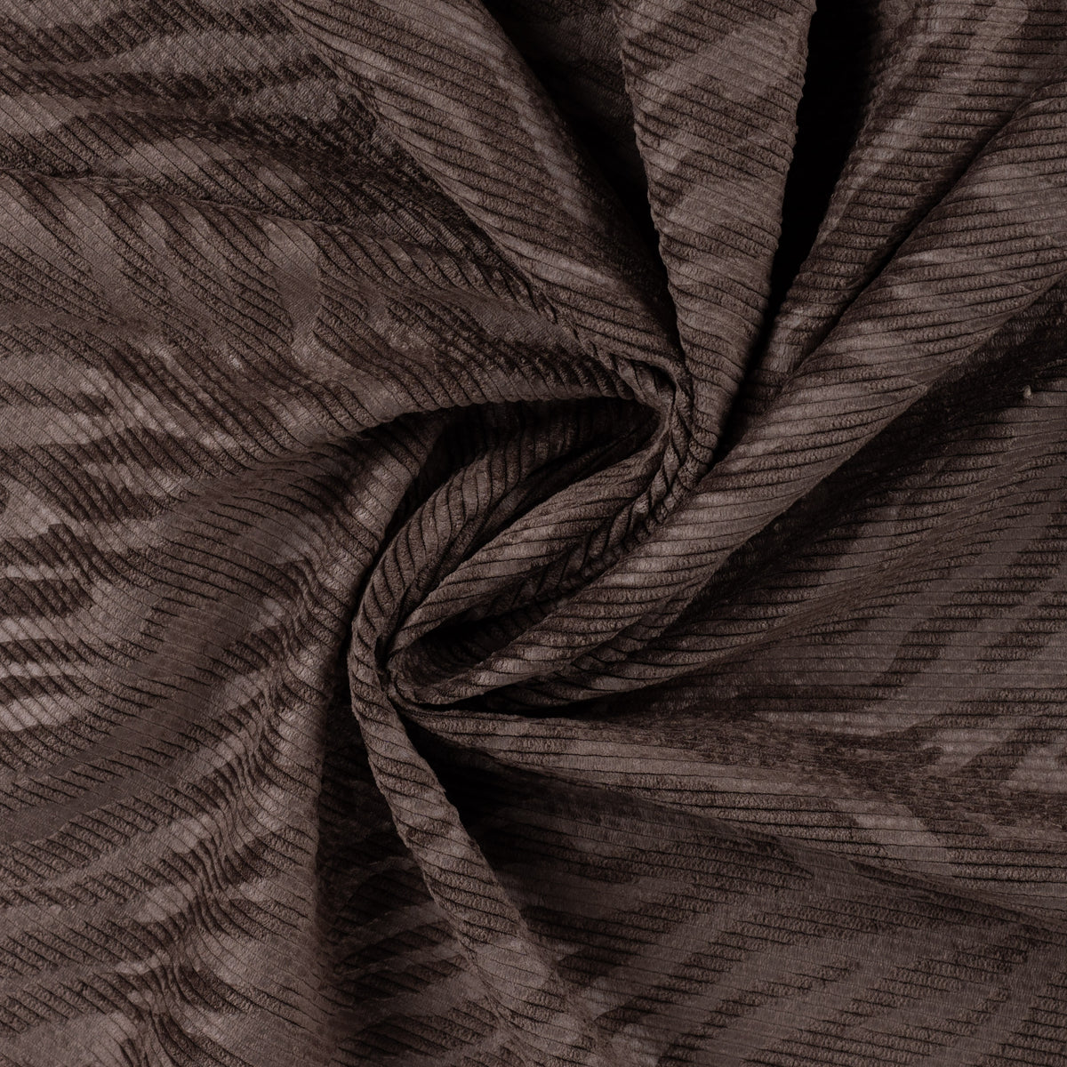 Embossed corduroy stof met zebra print in bruin