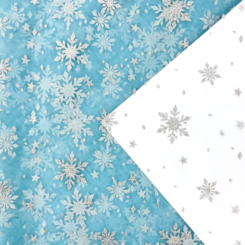 Tule met elsa frozen kristallen aqua blauw.