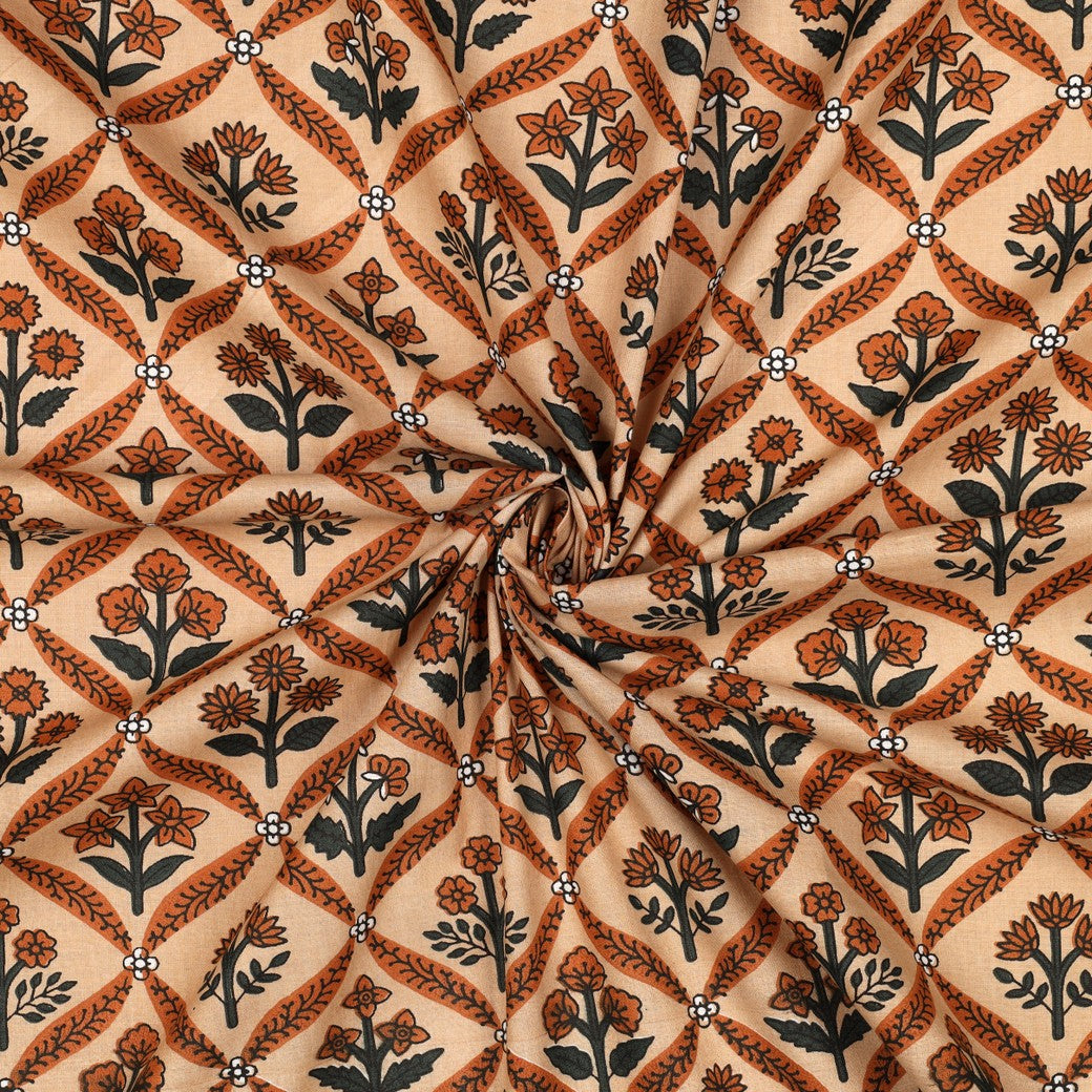 Handgemaakte katoenen indiase blockprint stof camel met bloemen.