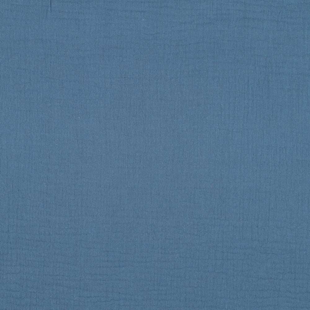 Indigo blauwe double gauze voor bijvoorbeeld babykleding of kinderkleding.