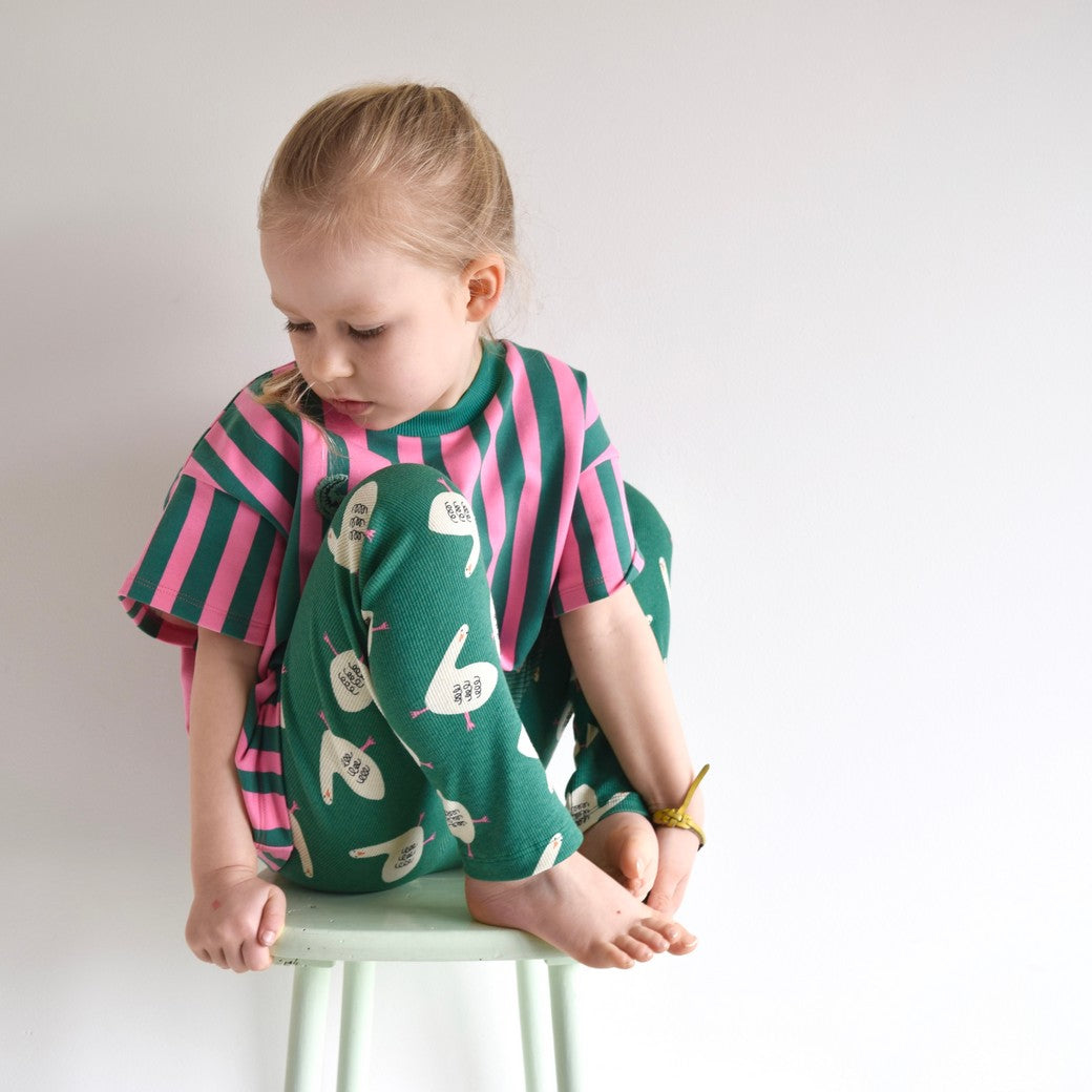 Legging gemaakt van rib jersey stof organic ganzen groen van Jennifer Bouron