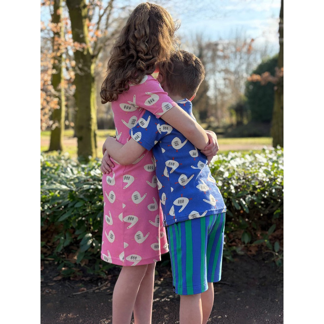 Jurk gemaakt van rib jersey stof organic ganzen roze van Jennifer Bouron