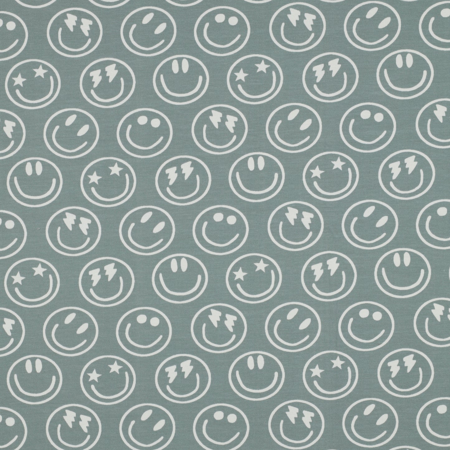 Sage tricot met smiley voor bijvoorbeeld kinderkleding.