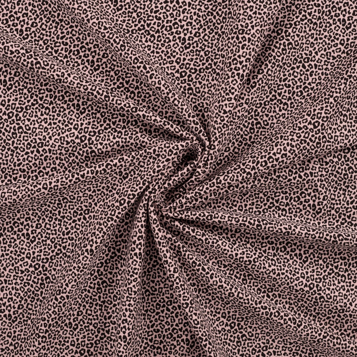 Katoenen tricot met luipaard print in de kleur poeder roze.
