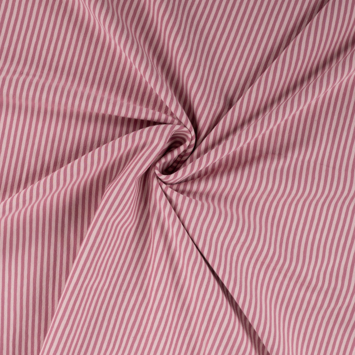 Gestreepte katoenen tricot in lichtroze met donkerroze.