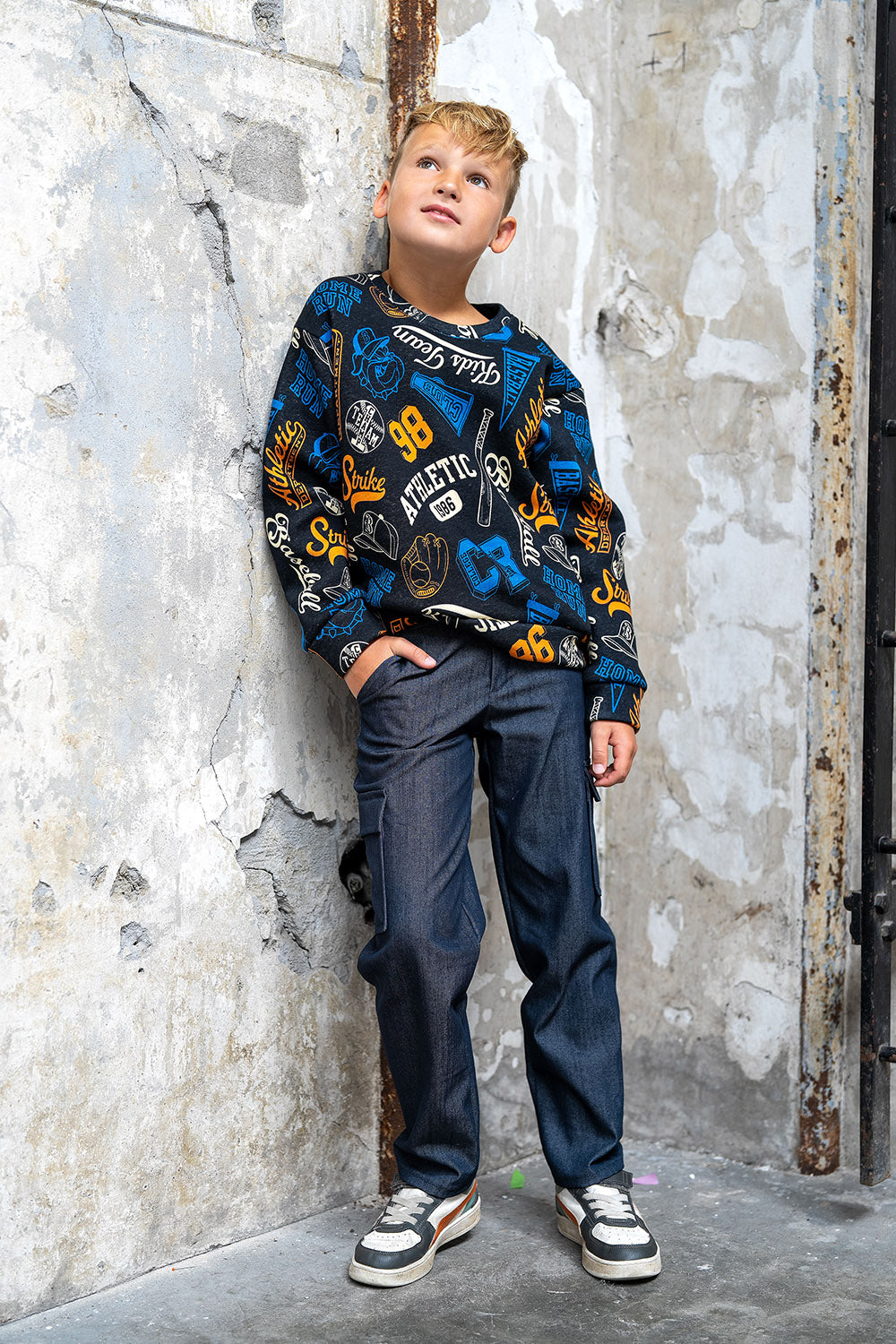 Trui gemaakt van brushed jogging met baseball print.