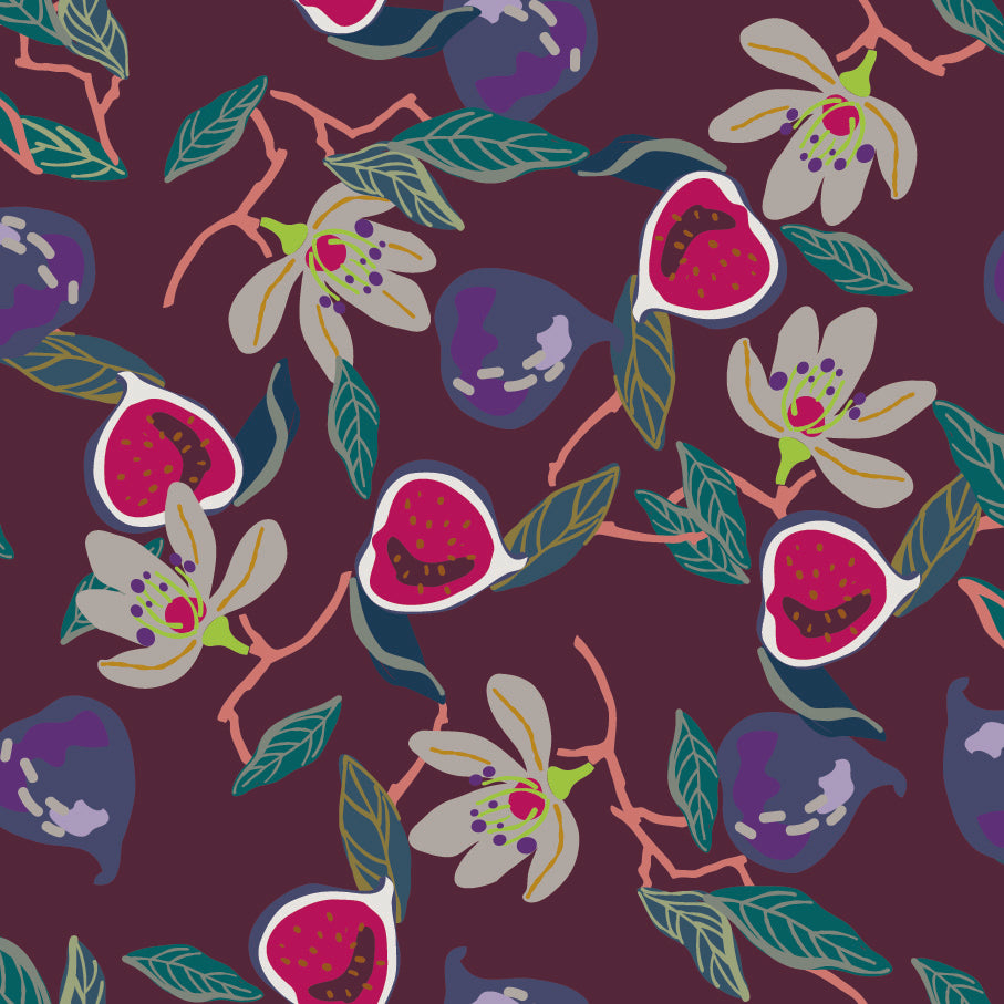 Fuchsia kleurige jogging fleece stof met bloemen.