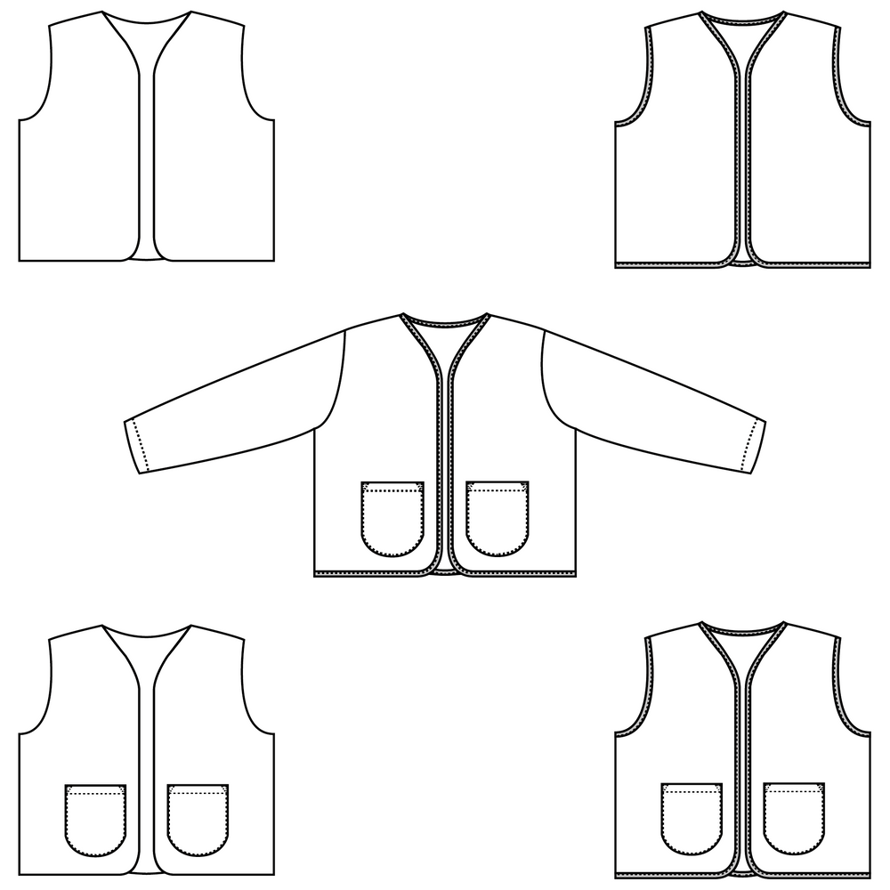 Papieren naaipatroon om een gilet of vest te naaien voor dames tieners en kinderen.