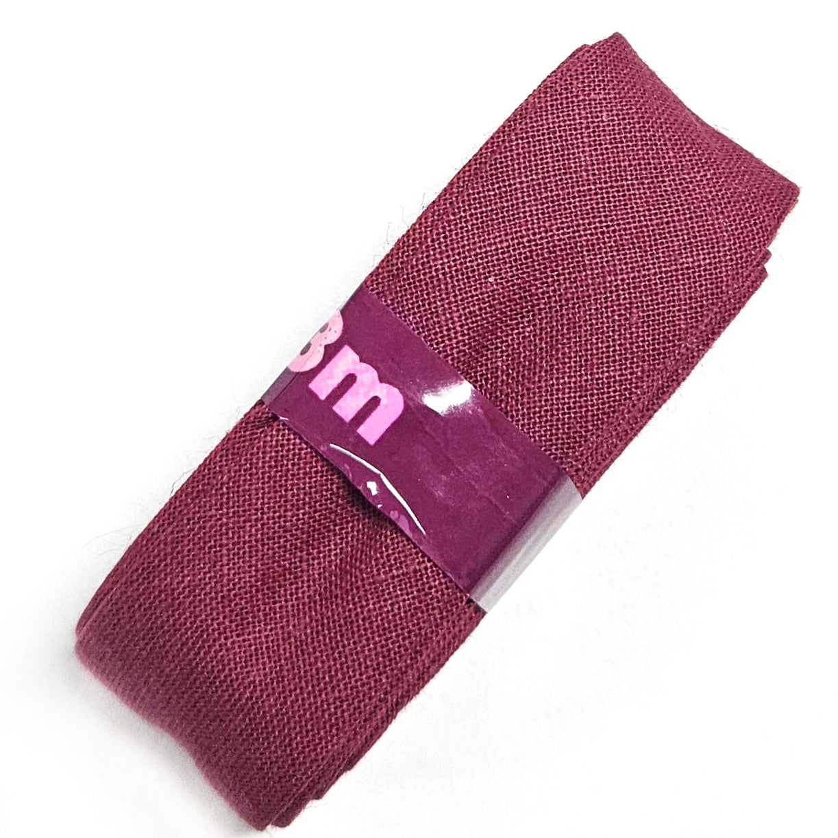 Bosje bordeauxrode biaisband van 3meter en 2cm breed.