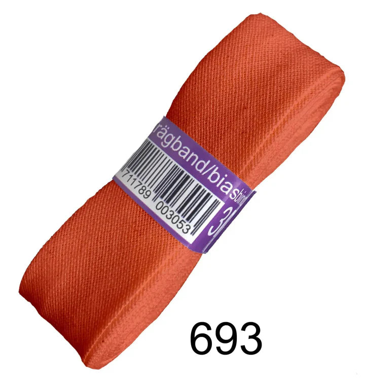 Bosje oranje biaisband van 3meter en 2cm breed.