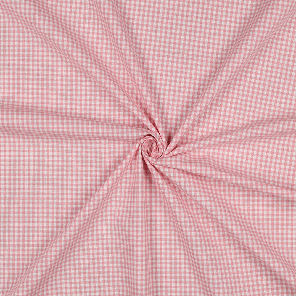 Oud roze geruite katoen poplin stof met ruit van 2,7 mm