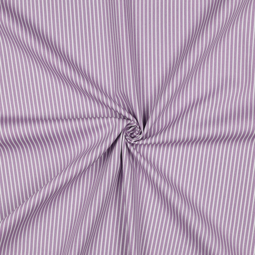 Gestreept katoenen poplin in lila wit