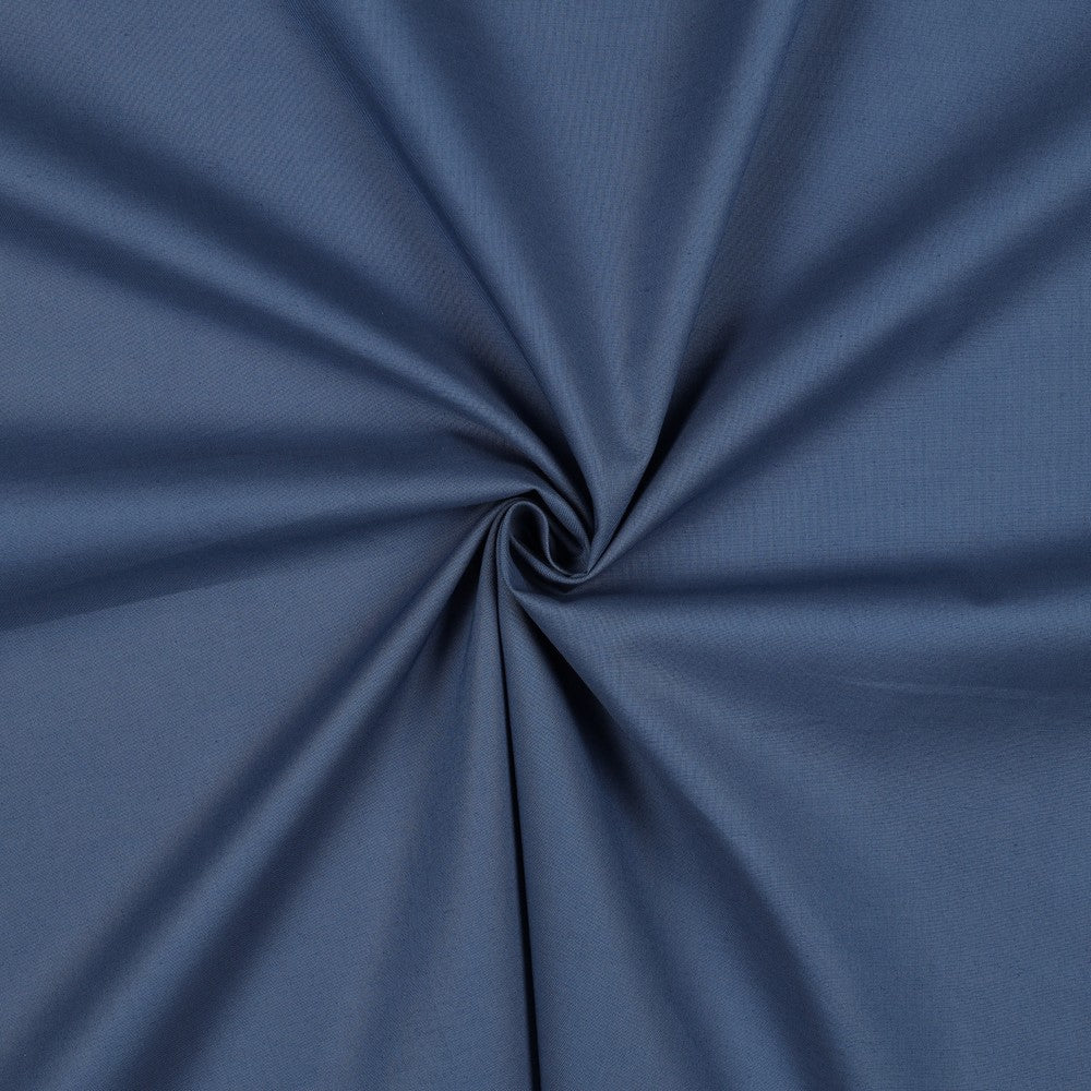 Jeans blauwe uni katoenen poplin.