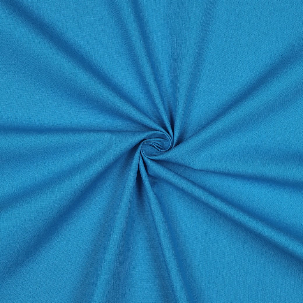 Effen aqua blauwe katoen poplin stof, fijn geweven en soepel vallend