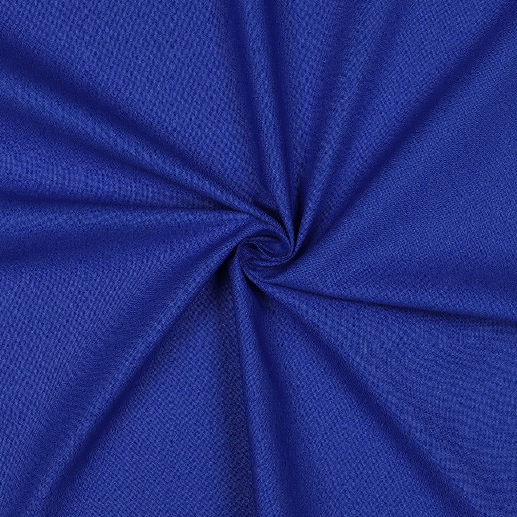 Effen kobalt blauwe katoen poplin stof, fijn geweven en soepel vallend