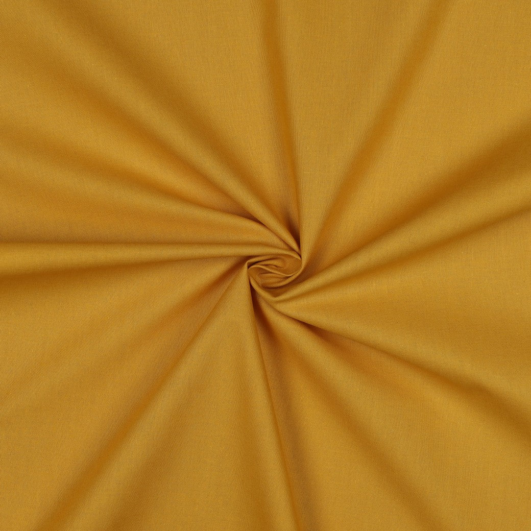 Effen oker geel katoen poplin stof, fijn geweven en soepel vallend