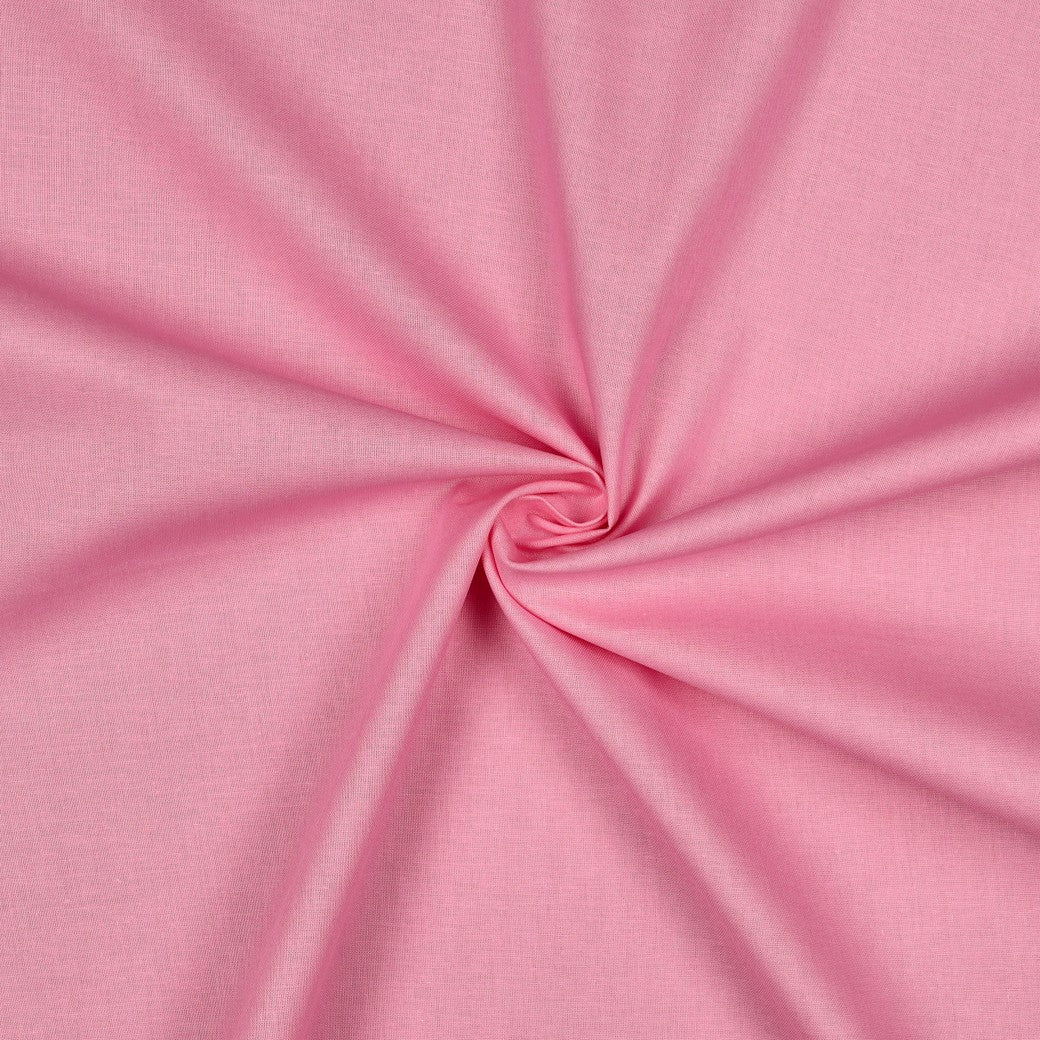 Effen roze katoen poplin stof, fijn geweven en soepel vallend