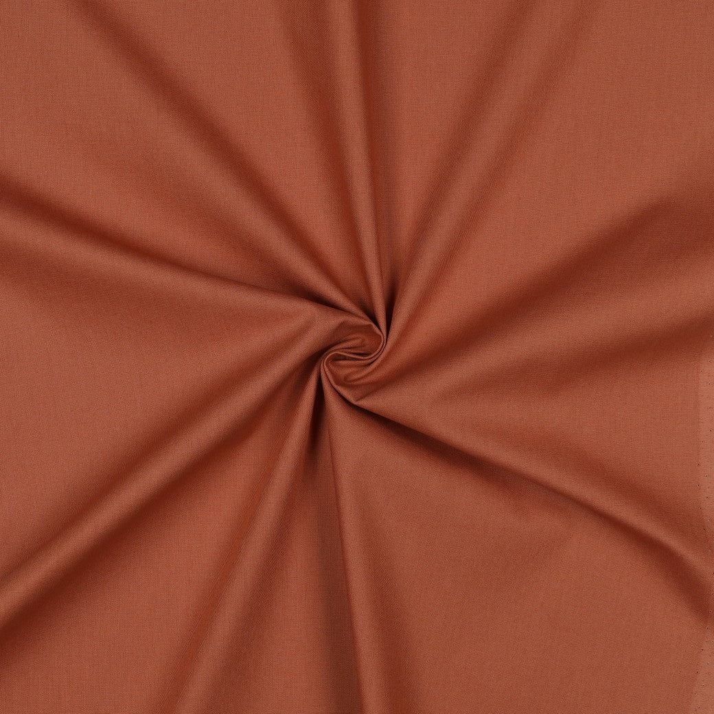 Effen roestbruin katoen poplin stof, rust, fijn geweven en soepel vallend