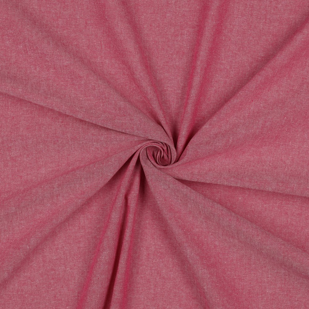 Yarn dyed katoenen poplin in de kleur berry.
