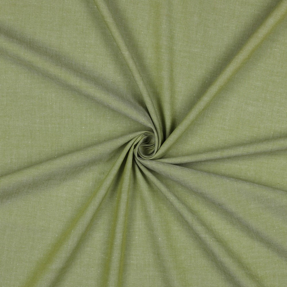 Yarn dyed katoenen poplin in de kleur olijfgroen.