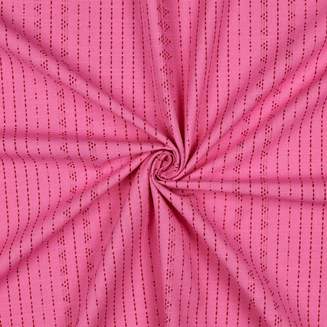 Gestreept abstract garengeverfd katoen stof dobby in roze