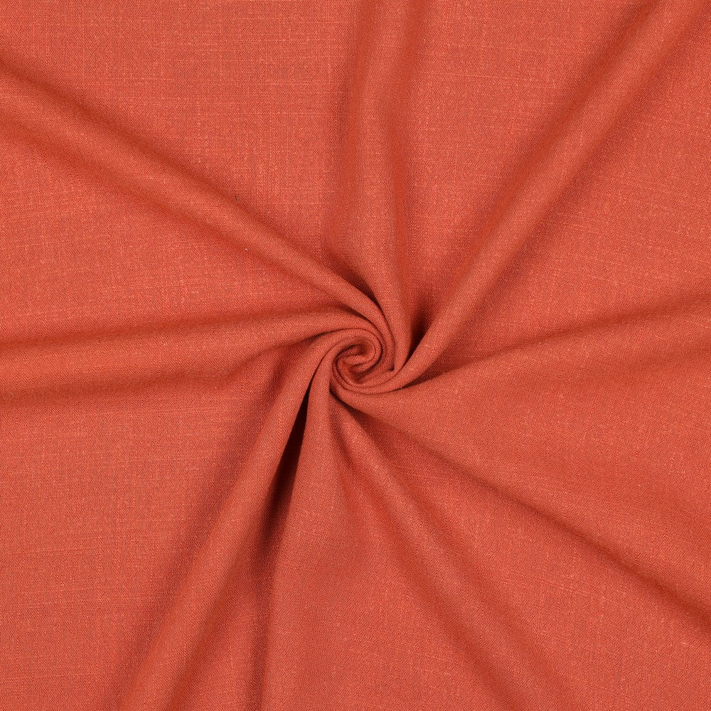 Effen terracotta linnen viscose stof, washed finish