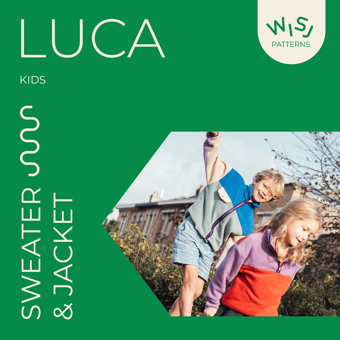 Naaipatroon Luca sweater jacket voor kinderen van WISJ Designs