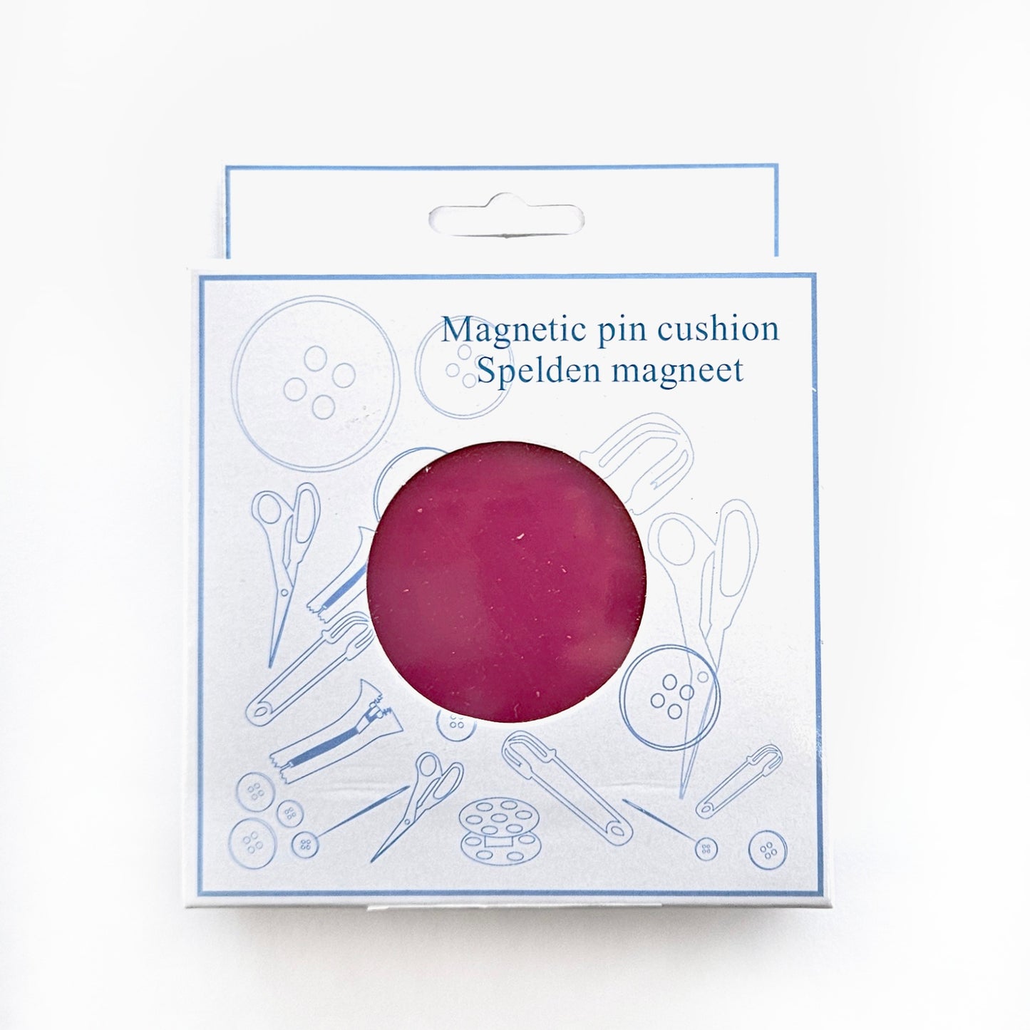 Magneet speldenkussen in de kleur fuchsia roze.