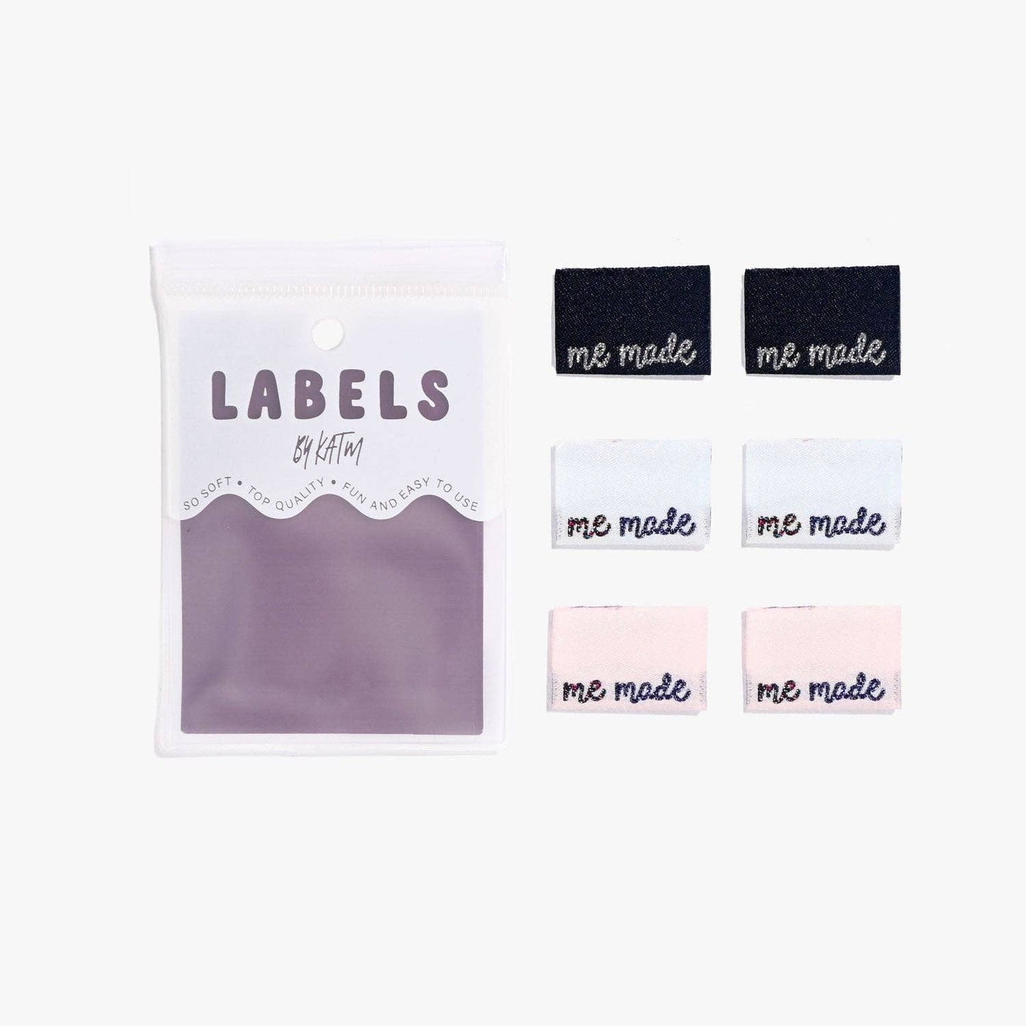 Kledinglabels met de tekst Me Made erop voor bijvoorbeeld handgemaakte kinderkleding.