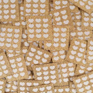 Set geweven labels met hartjes voor kleding van Ikatee