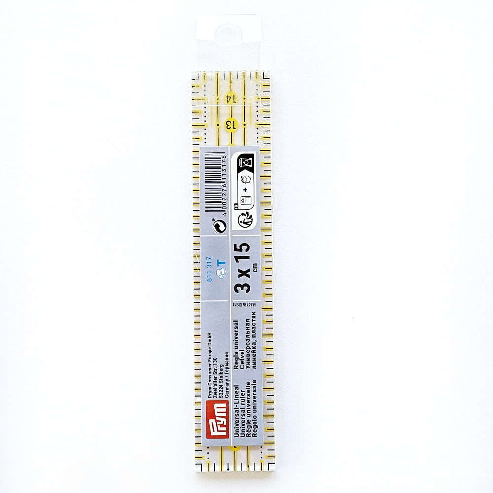 Prym linaal van 15cm lang en 3 cm breed.