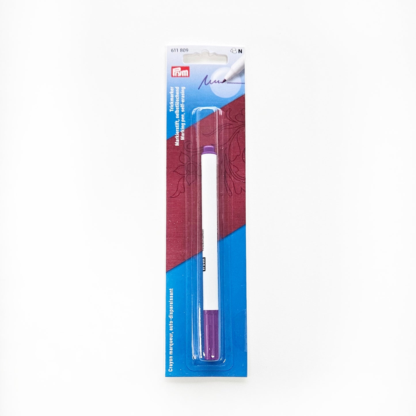 Paarse prym markeerstift die vanzelf oplost.