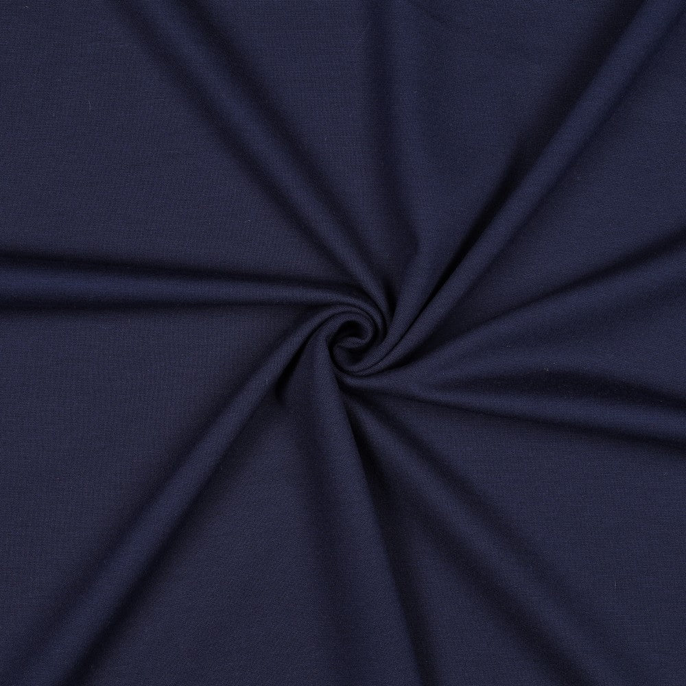 Donkerblauwe dikkere jersey die ideaal is voor broeken of jurken of jasjes.