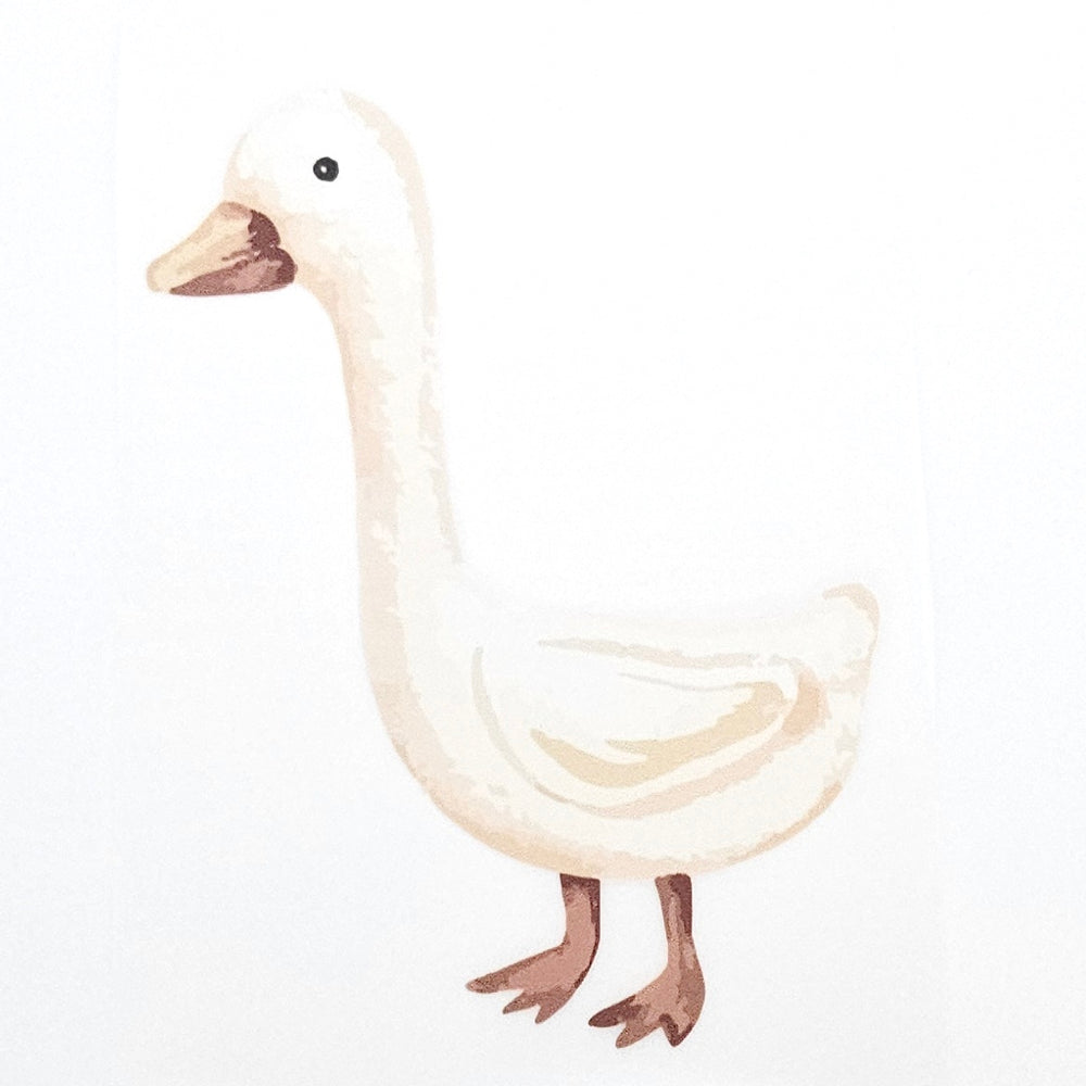 Applicatie met gans om op kleding te strijken van Qjutie and the qjutest.