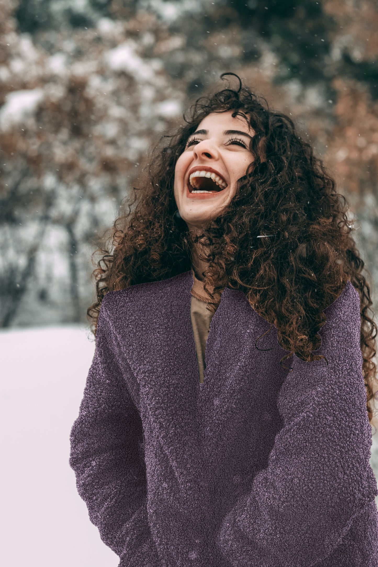 Jas gemaakt van paarse teddy faux fur.