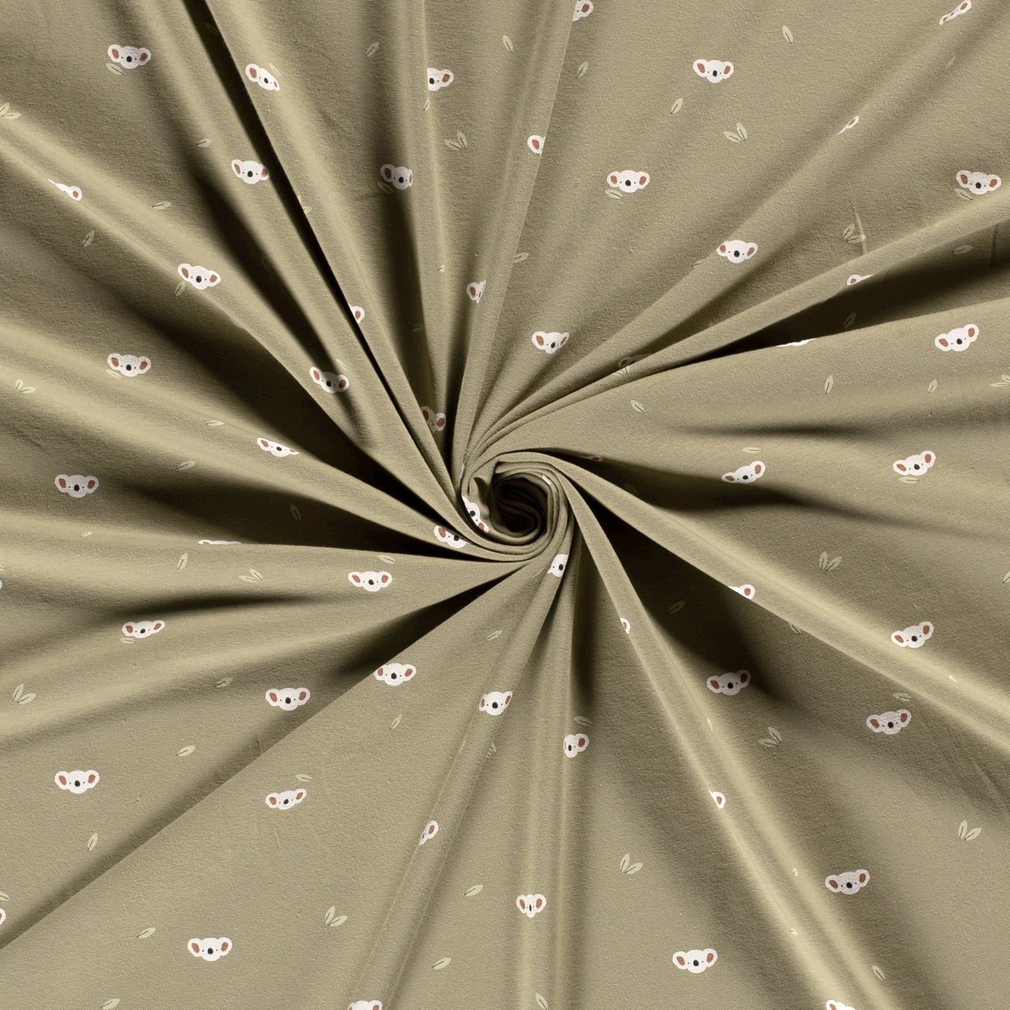 Tricot jersey stof koala in kaki groen