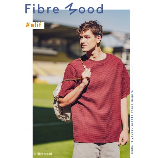 Mannen shirt Elif van Fibre Mood gemaakt van aubergine kleurige wafelkatoen van Fibre Mood.