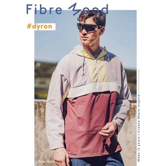 Jas dyron van fibre mood gemaakt van waterdichte gele nylon stof voor sport en outdoor kleding.