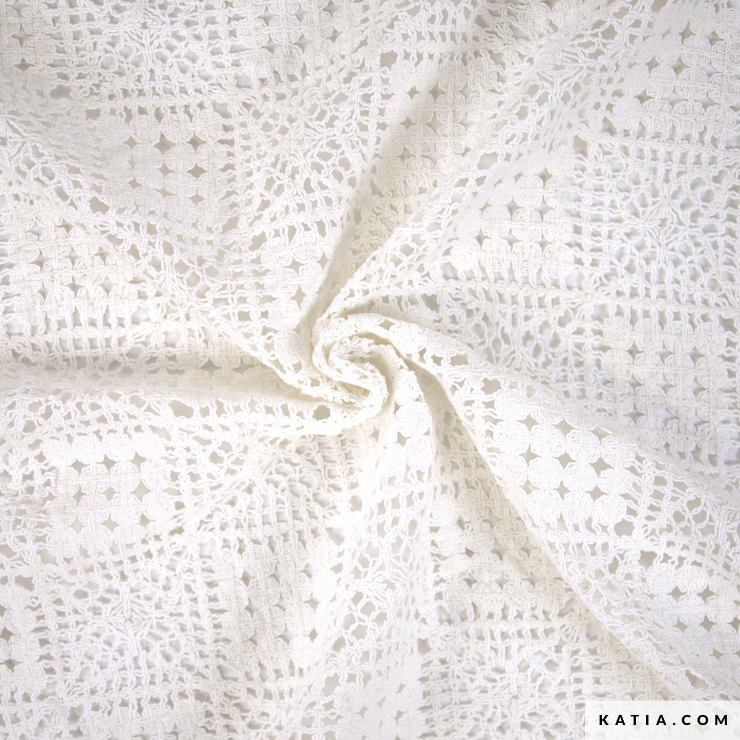 Gehaakte witte katoenen stof.